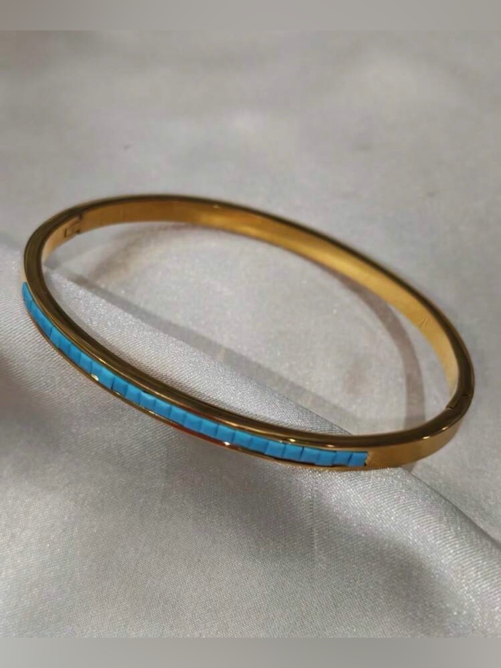 Western Bracelet Gold Turquoise Inlay Bangle Bracelet